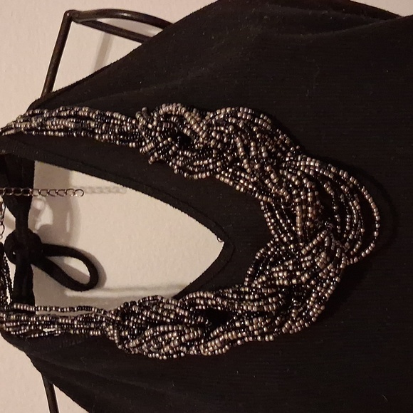 Black n silver tiny beaded wrap muti layered necklace - Picture 2 of 2